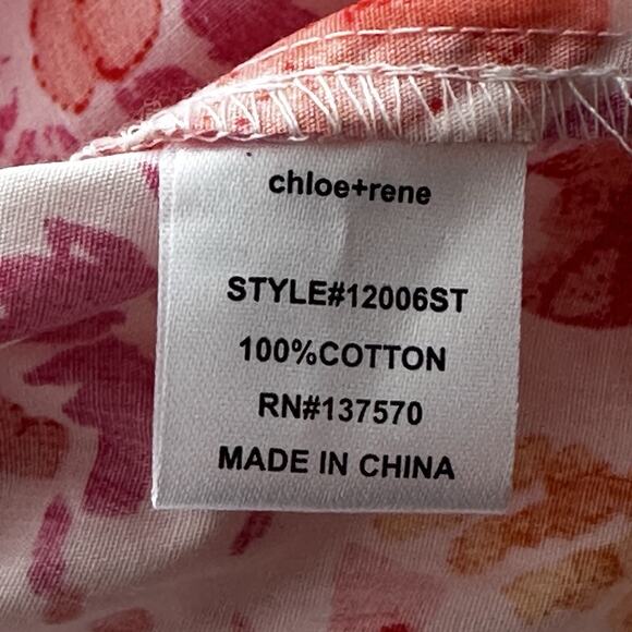 Chloe + Rene Women’s Floral Midi Dress Size L Pink White Cotton Off Shoulder NWT - Picture 7 of 14